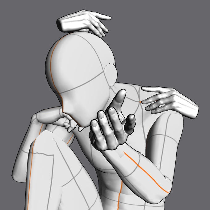 ぷにっとゴリッとリアルな肉感の手 剣に添える手