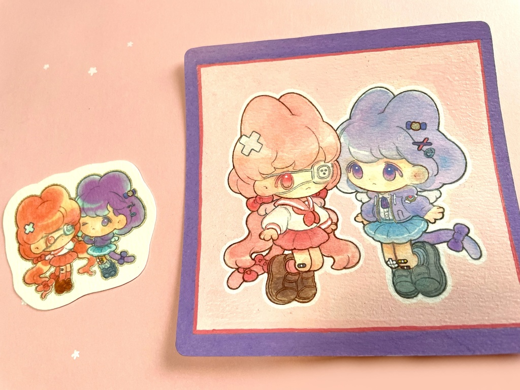 手描き オリジナルイラスト れみるな 原画2枚セット