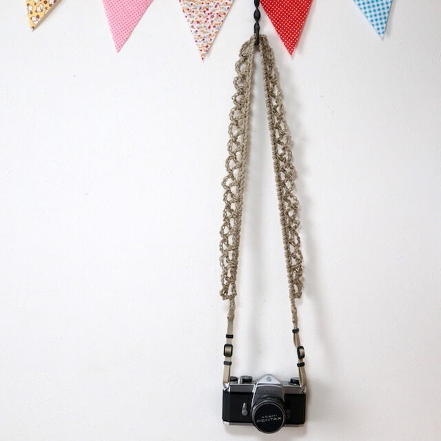 レース風麻紐ヘンプカメラストラップ