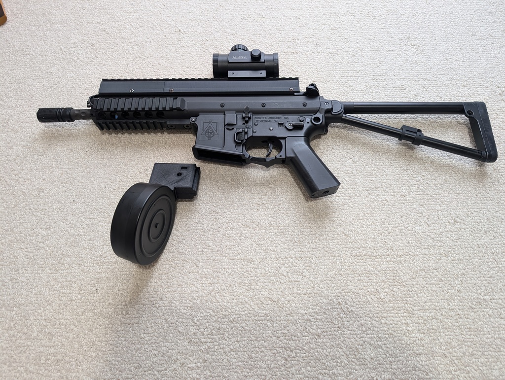 【STLデータ】東京マルイ M4/STANAG対応 MP5ドラムマガジン変換アダプター