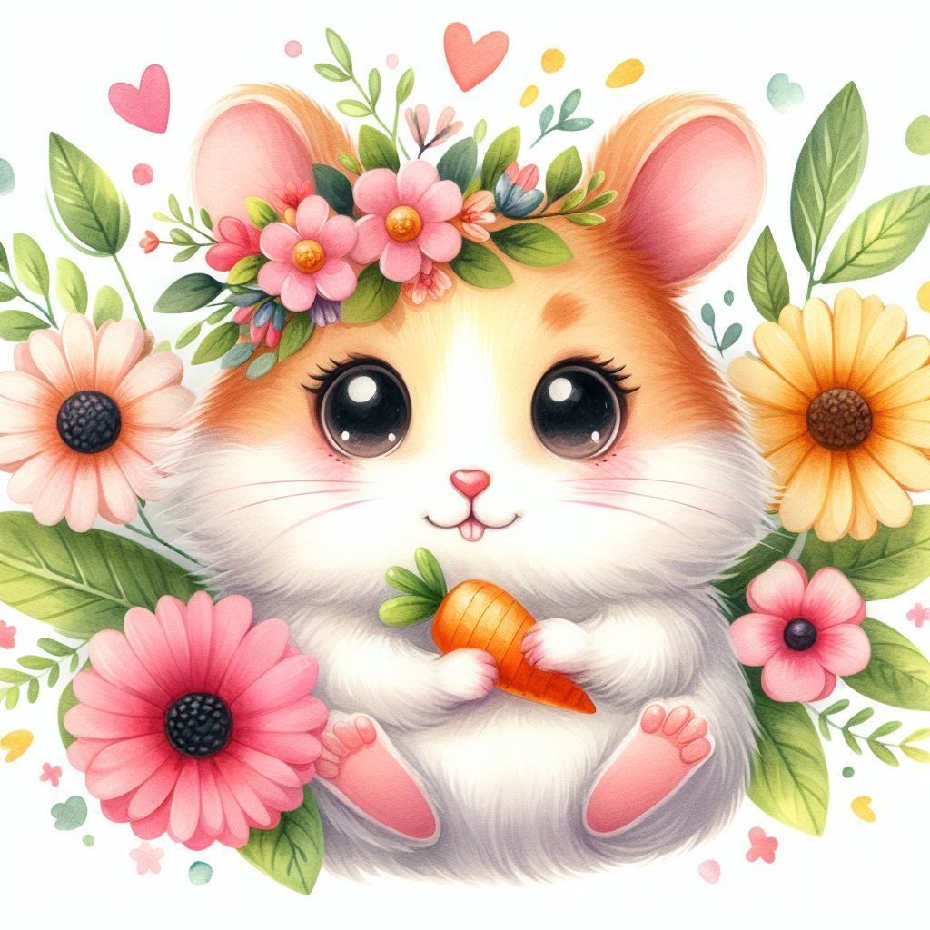 ハムスターのイラスト入り白Tシャツ