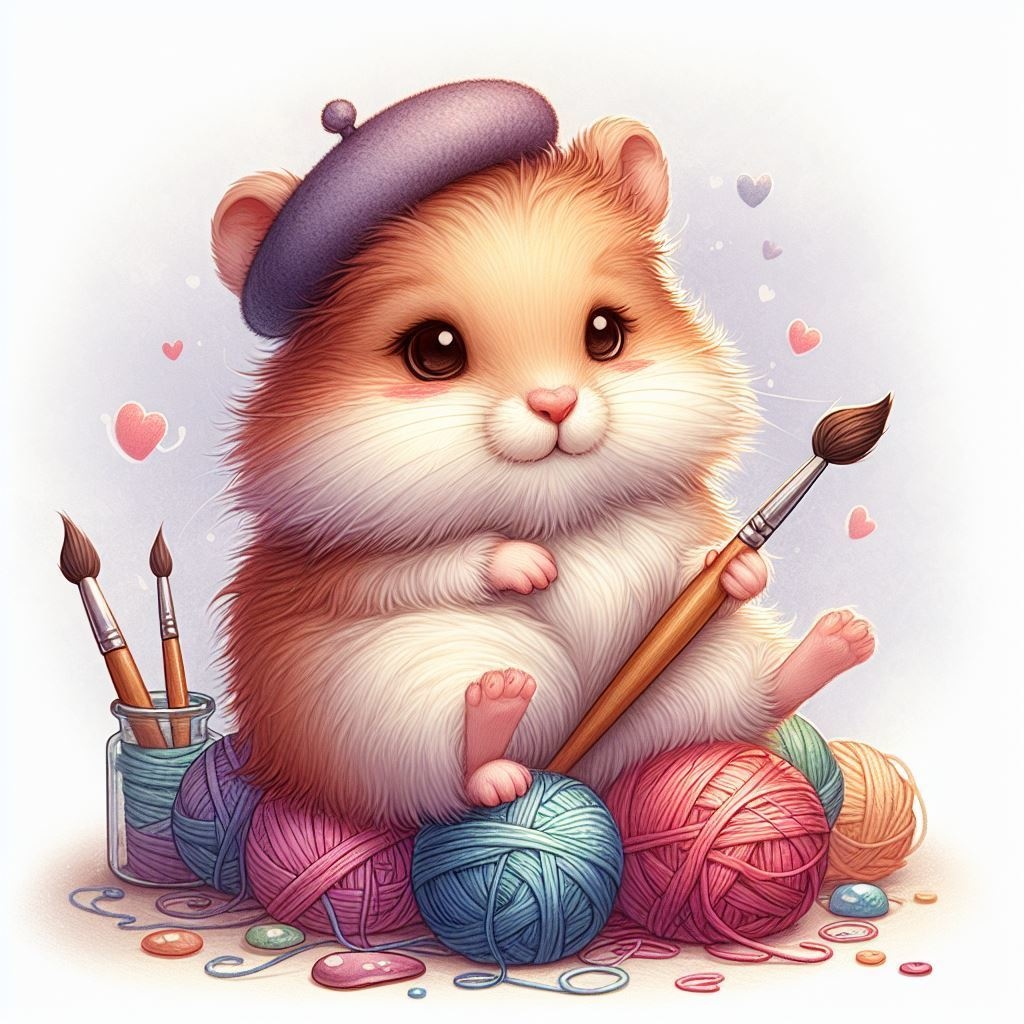 ハムスターのイラスト入り黒パーカー