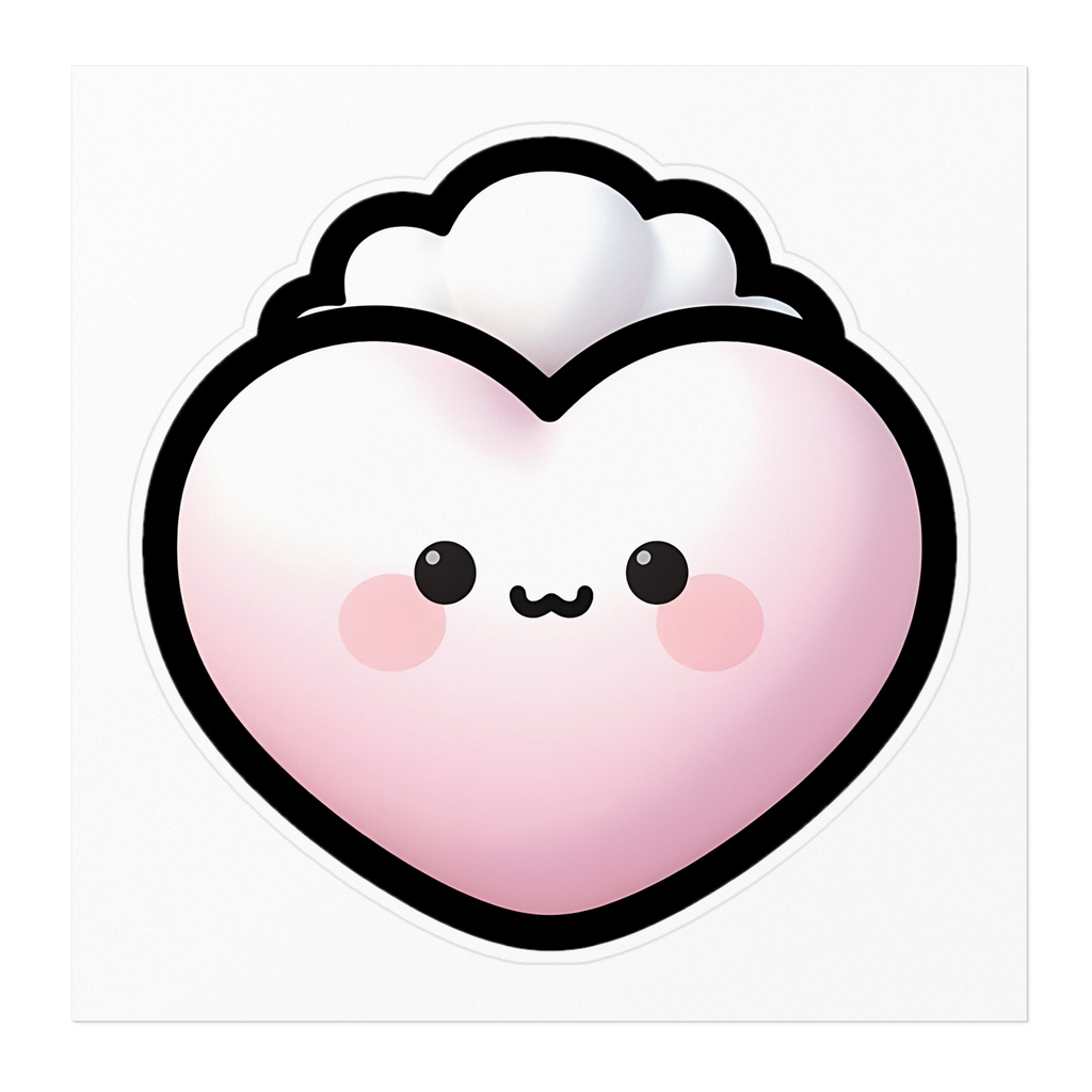 ふんわりピンクのハートちゃんステッカー