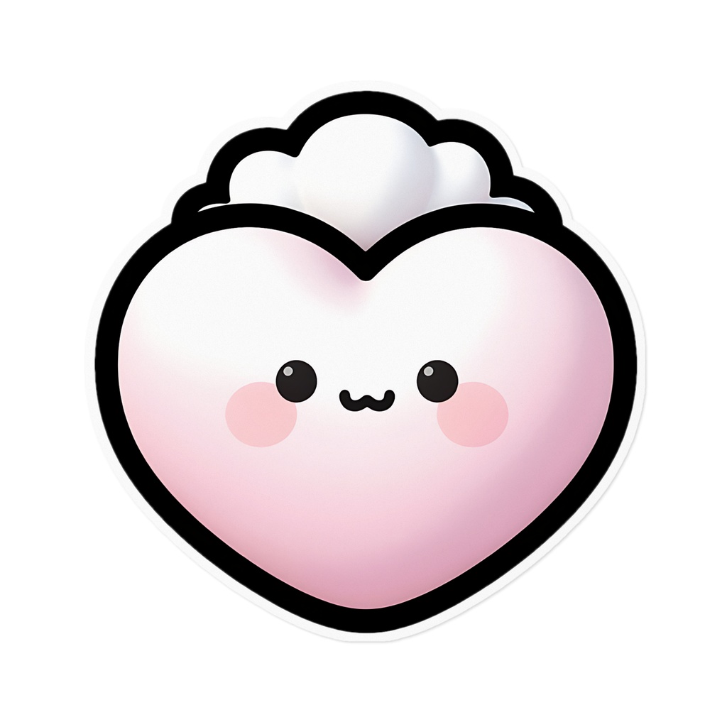 ふんわりピンクのハートちゃんステッカー