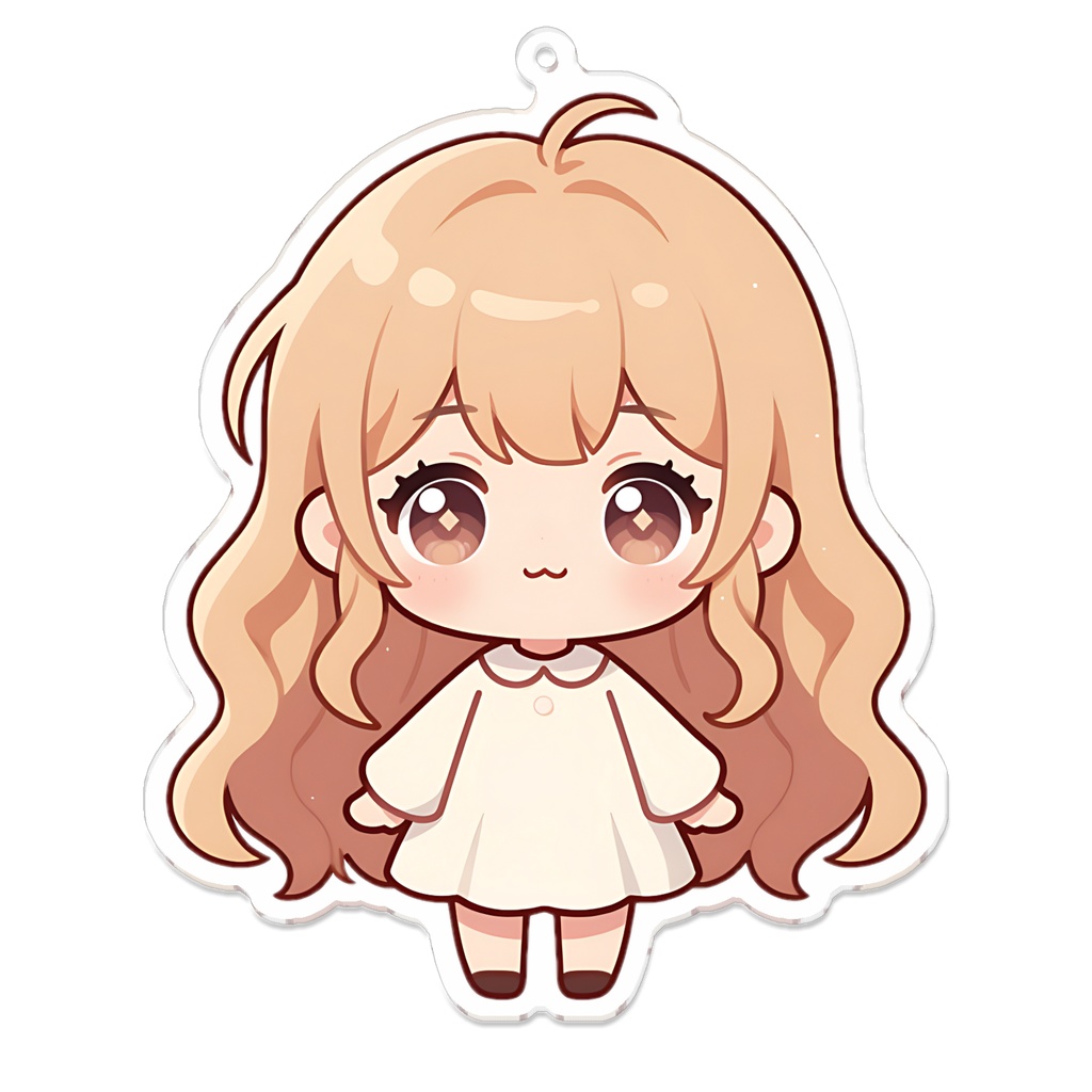 ふわふわウェーブの女の子アクリルキーホルダー