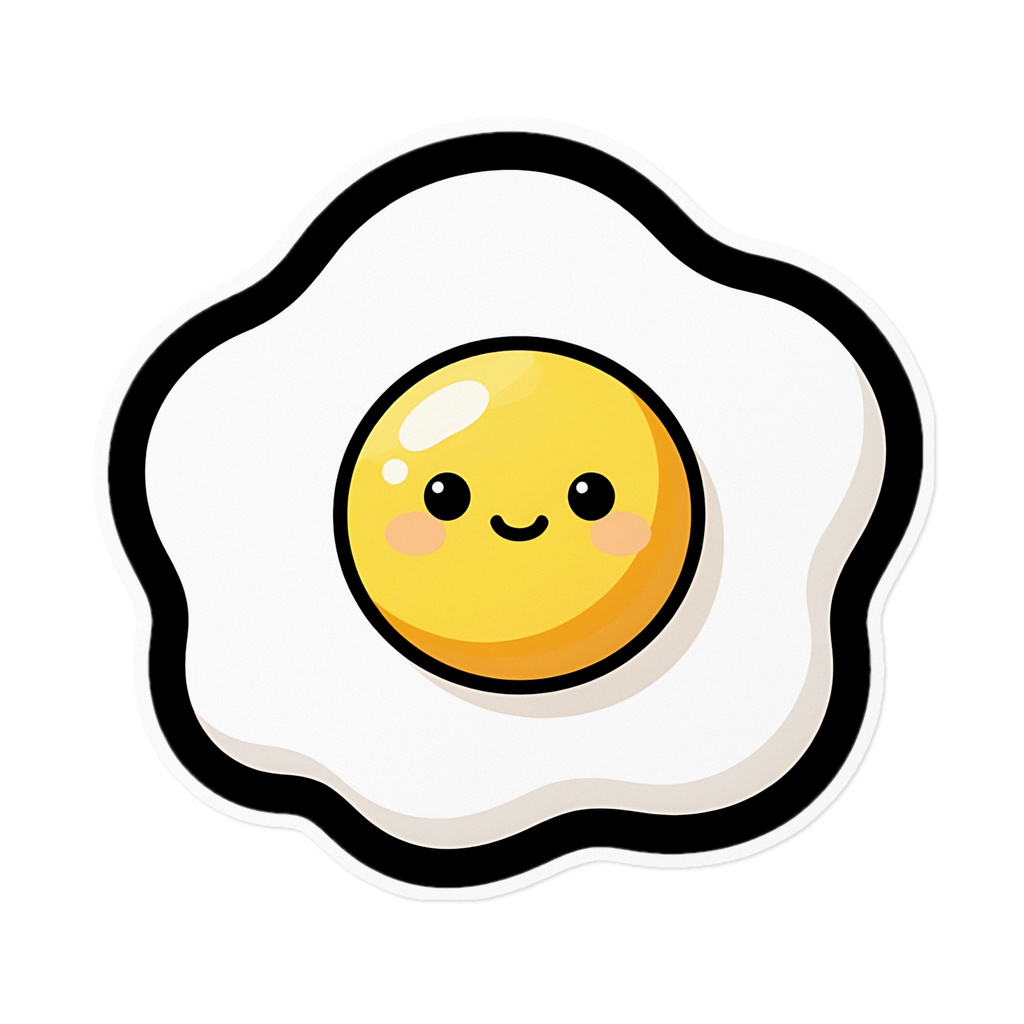にっこり目玉焼きのダイカットステッカー / Cute Fried Egg Die-Cut Sticker