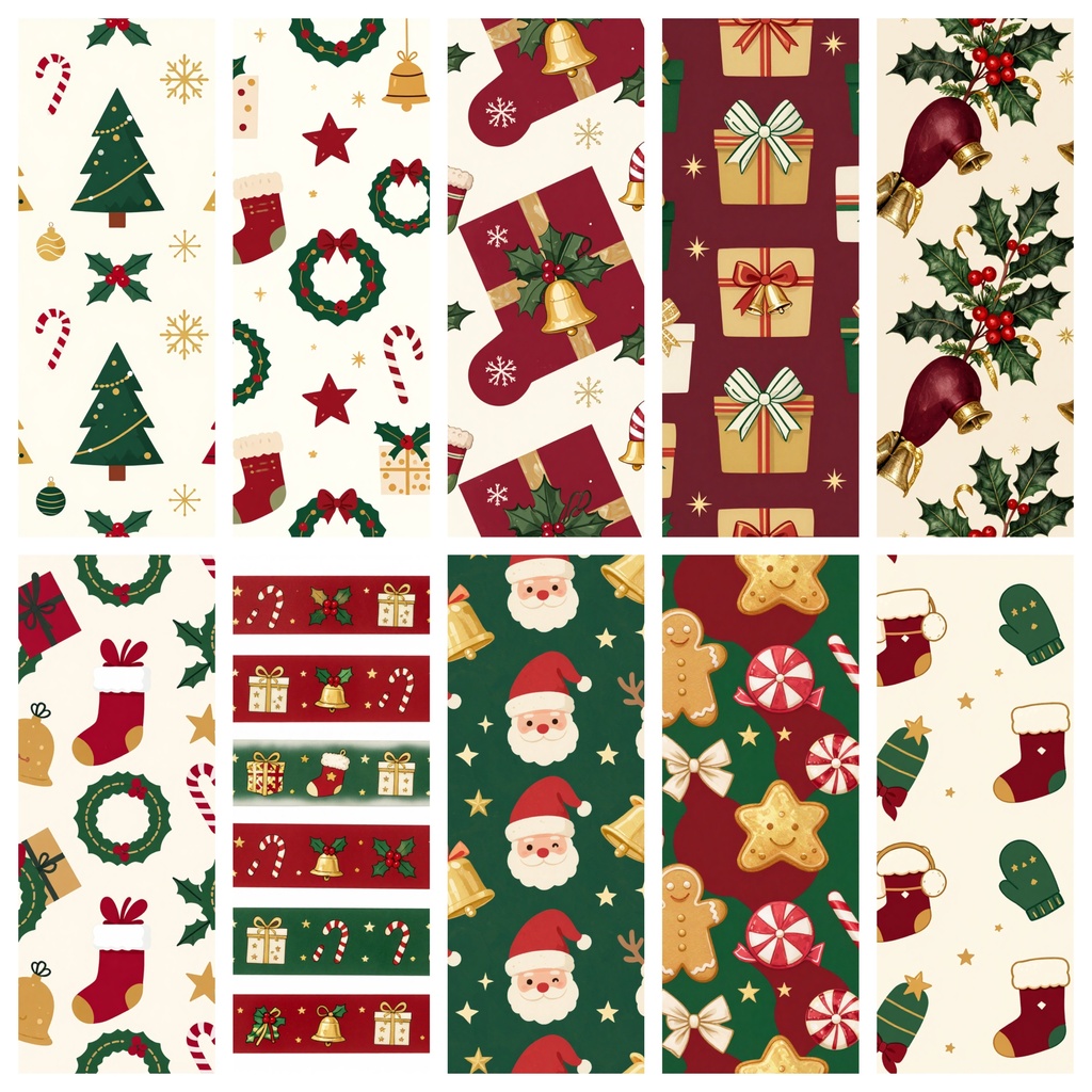 【素材】ほっこりクリスマスのデジタルペーパー&マステ素材 10点セット