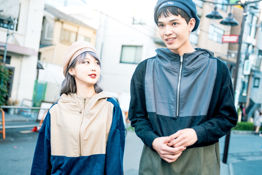 配色パーカーワンピース 異素材MIX生地タイプ◎