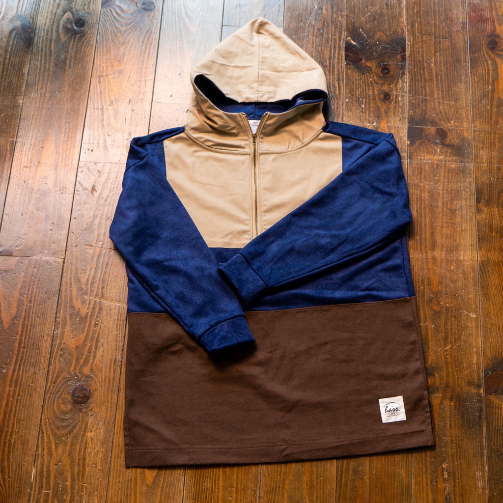 配色パーカーワンピース 異素材MIX生地タイプ◎