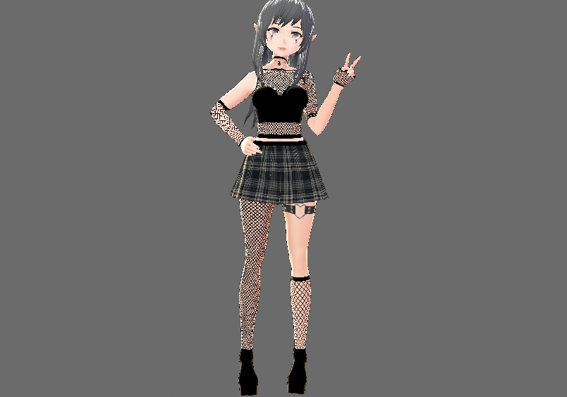 Fishnet Crop Top Plaid Skirt Pack