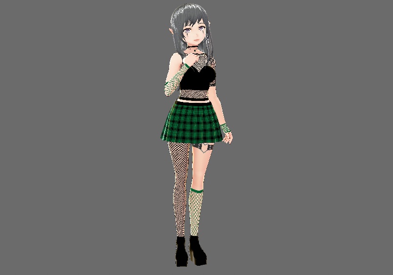 Fishnet Crop Top Plaid Skirt Pack