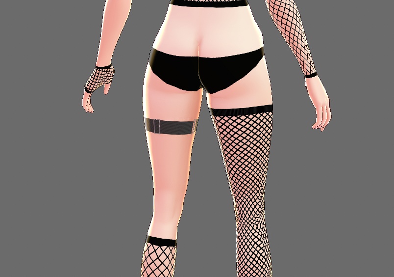 Fishnet Crop Top Plaid Skirt Pack