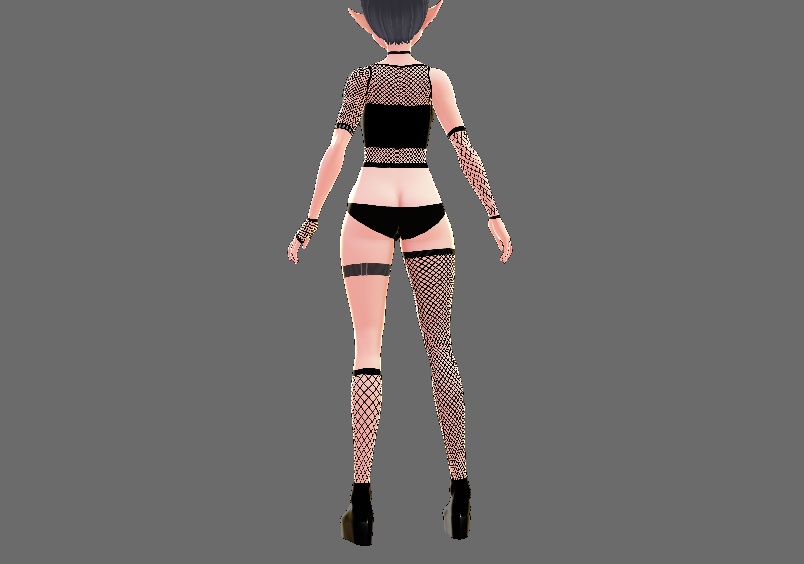 Fishnet Crop Top Plaid Skirt Pack