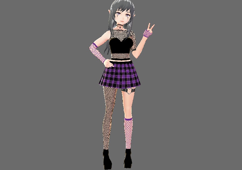 Fishnet Crop Top Plaid Skirt Pack