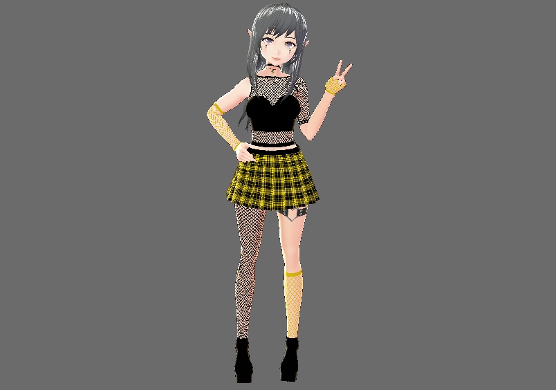 Fishnet Crop Top Plaid Skirt Pack