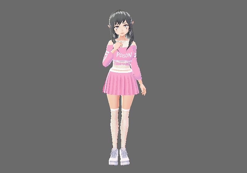 Pink and White Top With Skirt and Fishnets