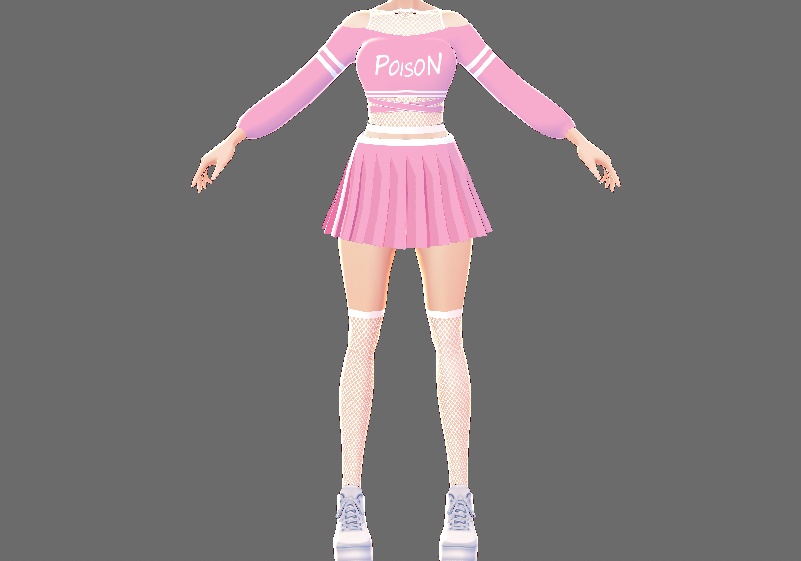 Pink and White Top With Skirt and Fishnets