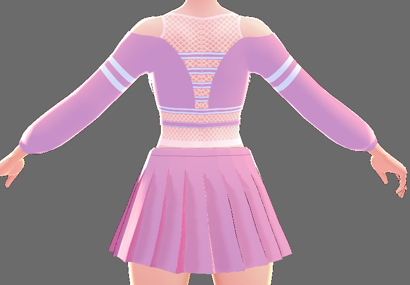 Pink and White Top With Skirt and Fishnets