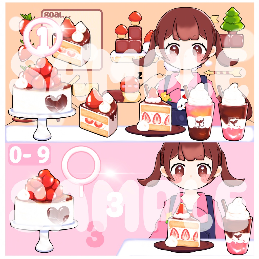 【動く待機画面&背景&アイテムセット】Choco Strawberry チョコストロベリー