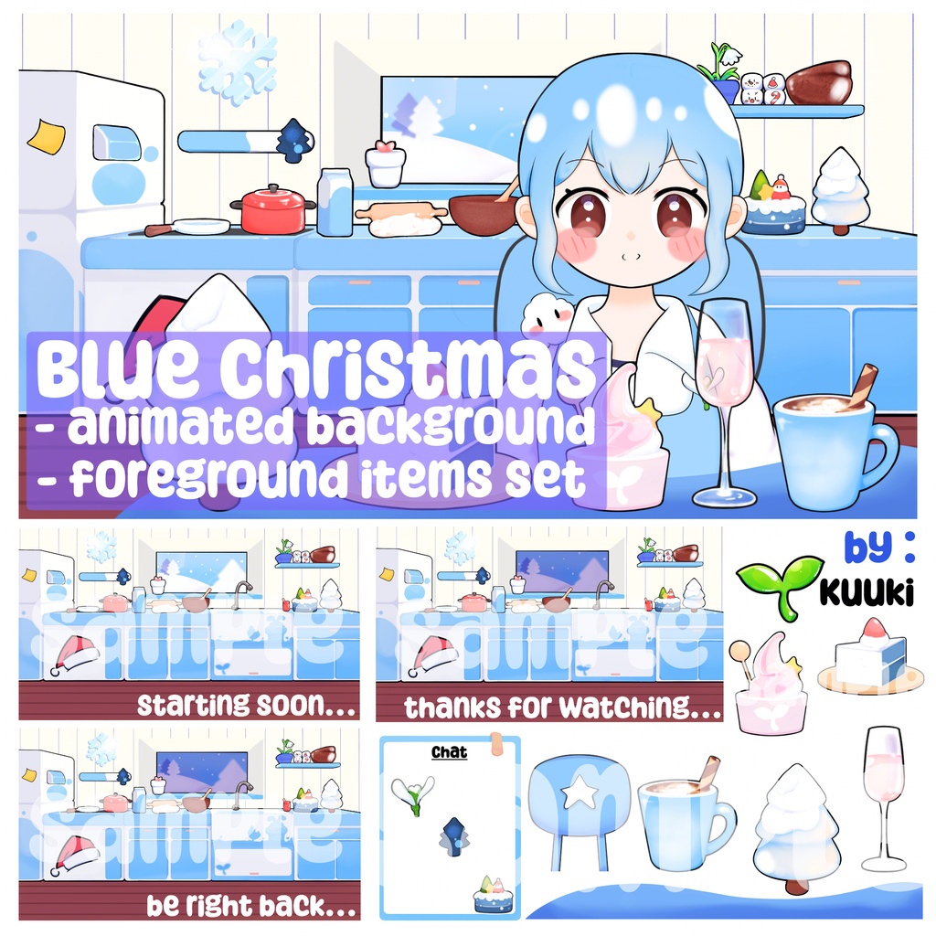 【動く背景+待機画面+アイテムセット】Blue Christmas ブルークリスマス