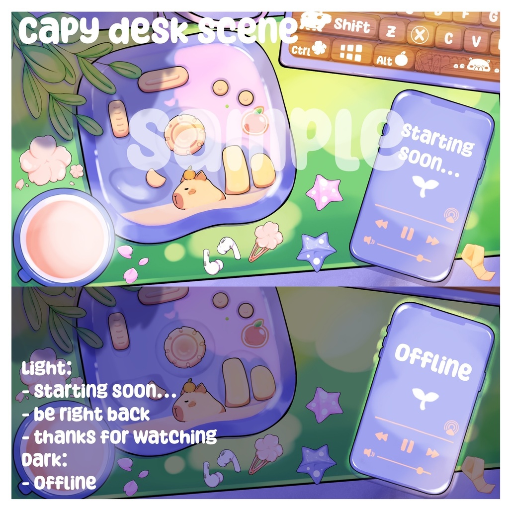 Capy Static Desk Scene カピ　静止画の配信待機画面