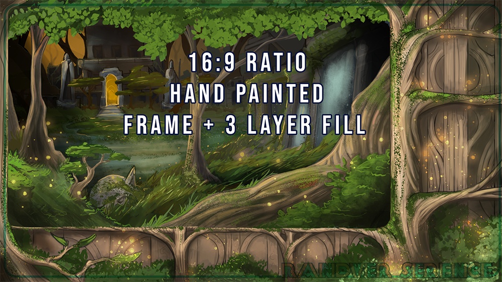 Ancient Forest | Streaming Overlay | Multi-layer | Hand Painted |16:9 Ratio