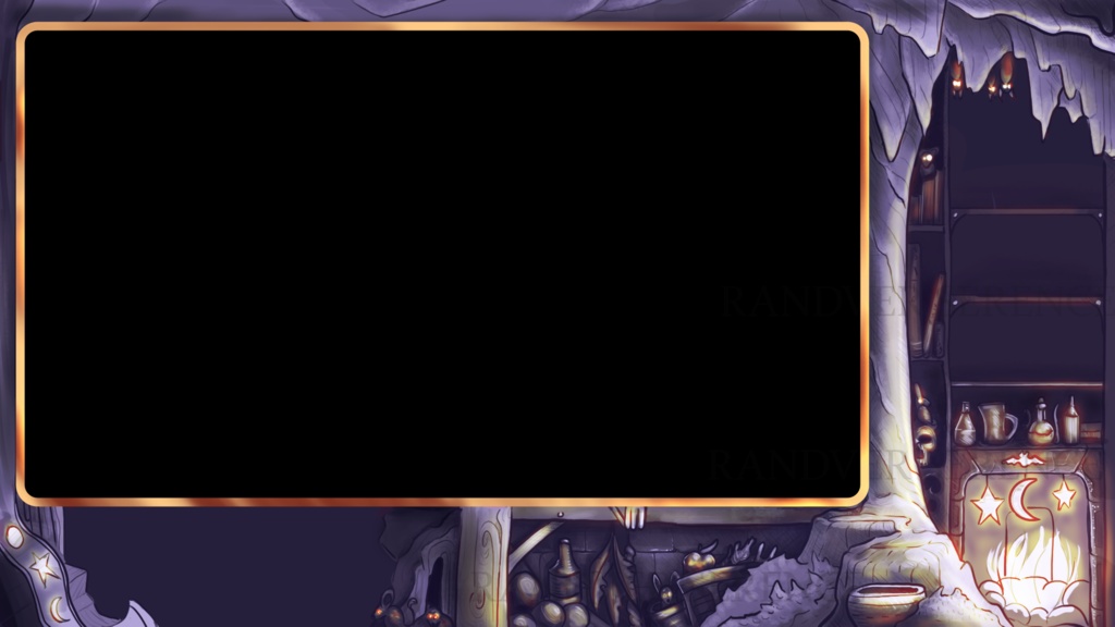 Witchy Cave | Streaming Overlay | Hand Painted |16:9 Ratio | PNG