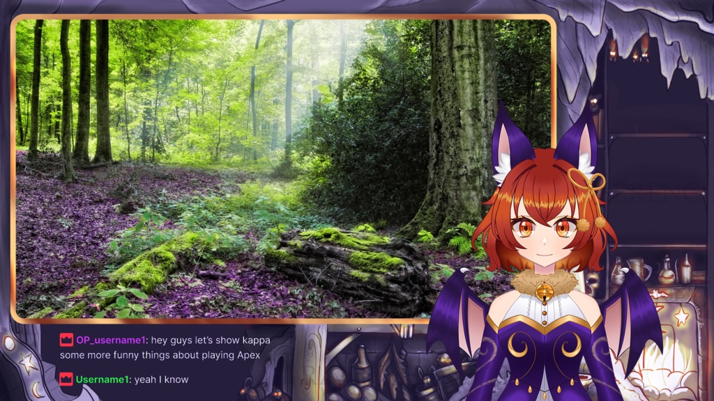 Witchy Cave | Streaming Overlay | Hand Painted |16:9 Ratio | PNG