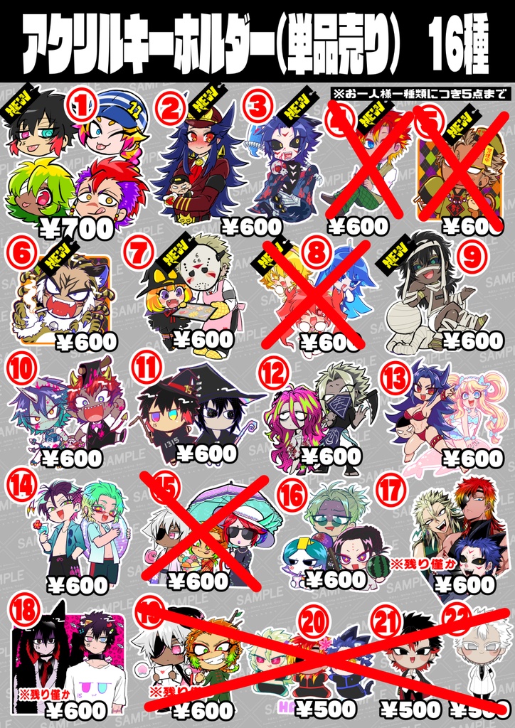 【新潟コミティア販売含】ナンバカアクリルキーホルダー全13種