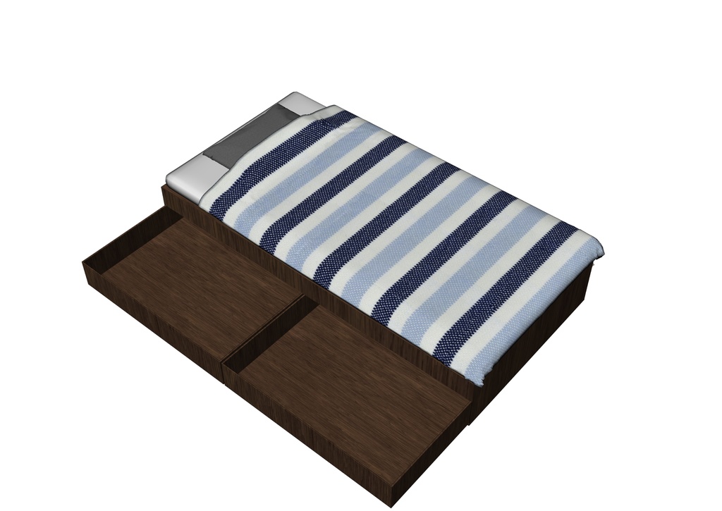 引き出し付き木製ベッド