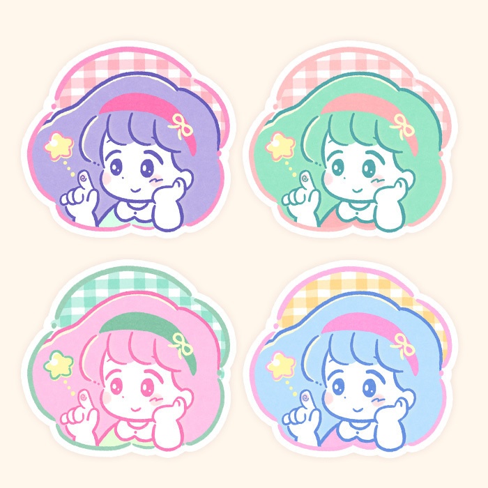 ガールステッカー4色セット