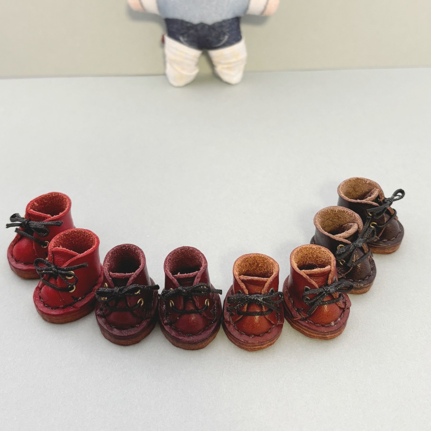 ぬい靴 ツイステ 10cmマスコット用 本革レザーシューズ ブラウン・ダークブラウン・ワインレッド・レッド