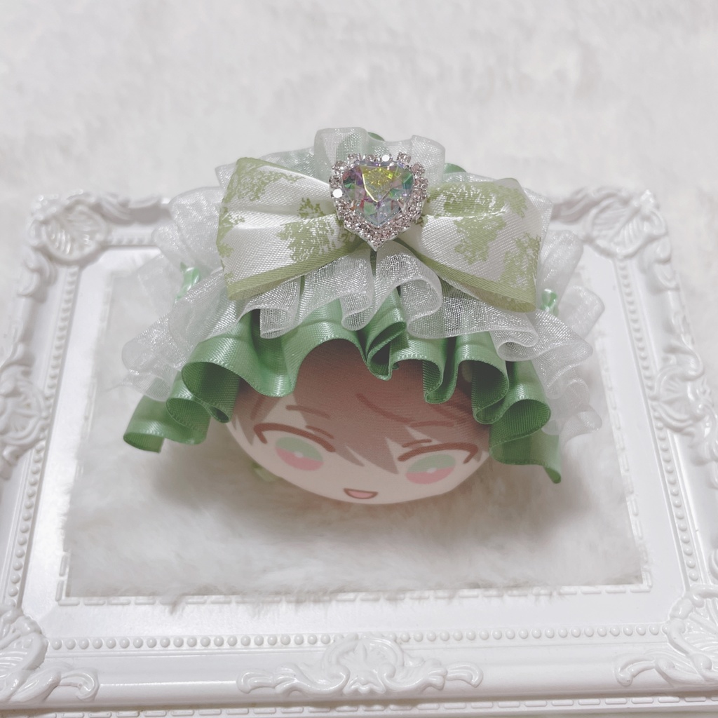 グリーンホワイト♡ストラップ付きセット