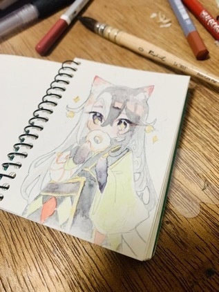 ミニ原画「ほおばる」