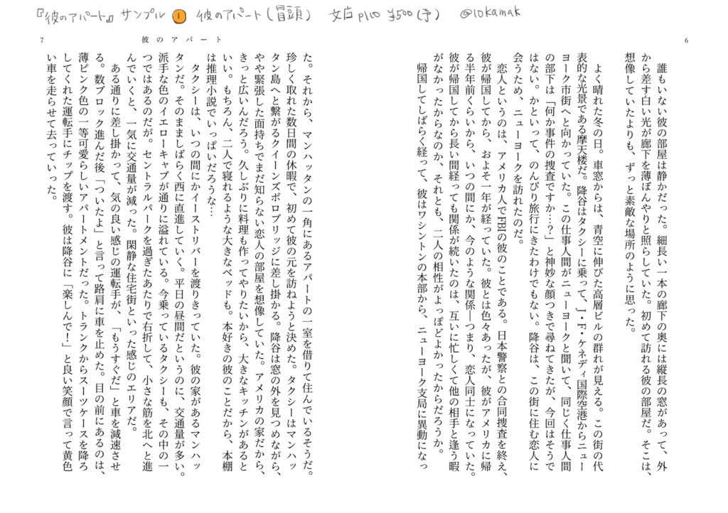 安赤小説『彼のアパート』