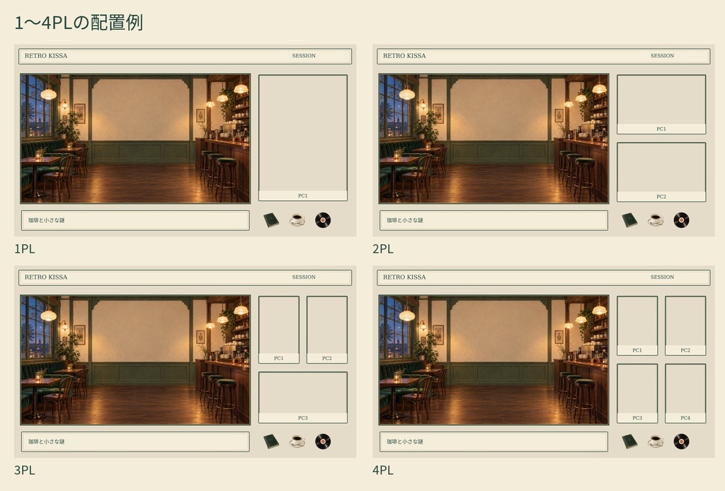 【ココフォリア素材】レトロ喫茶素材【1〜4PL・PNG51点】