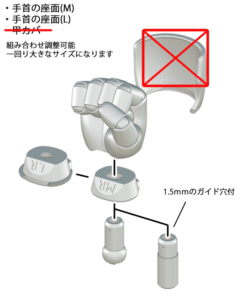 丸指タイプ 平手シンプルセット