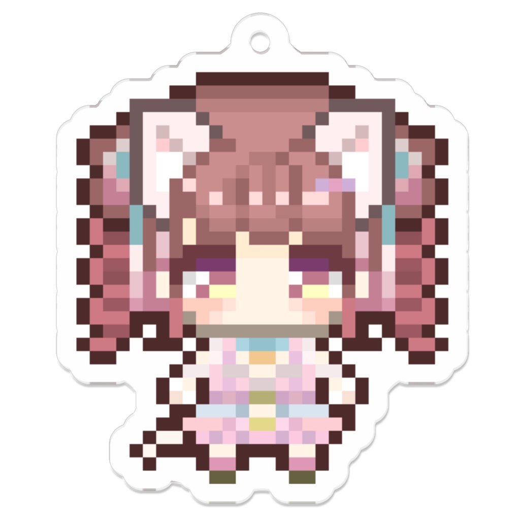 猫型めめこ🐈🩷🩵 ドットアクリルキーホルダー