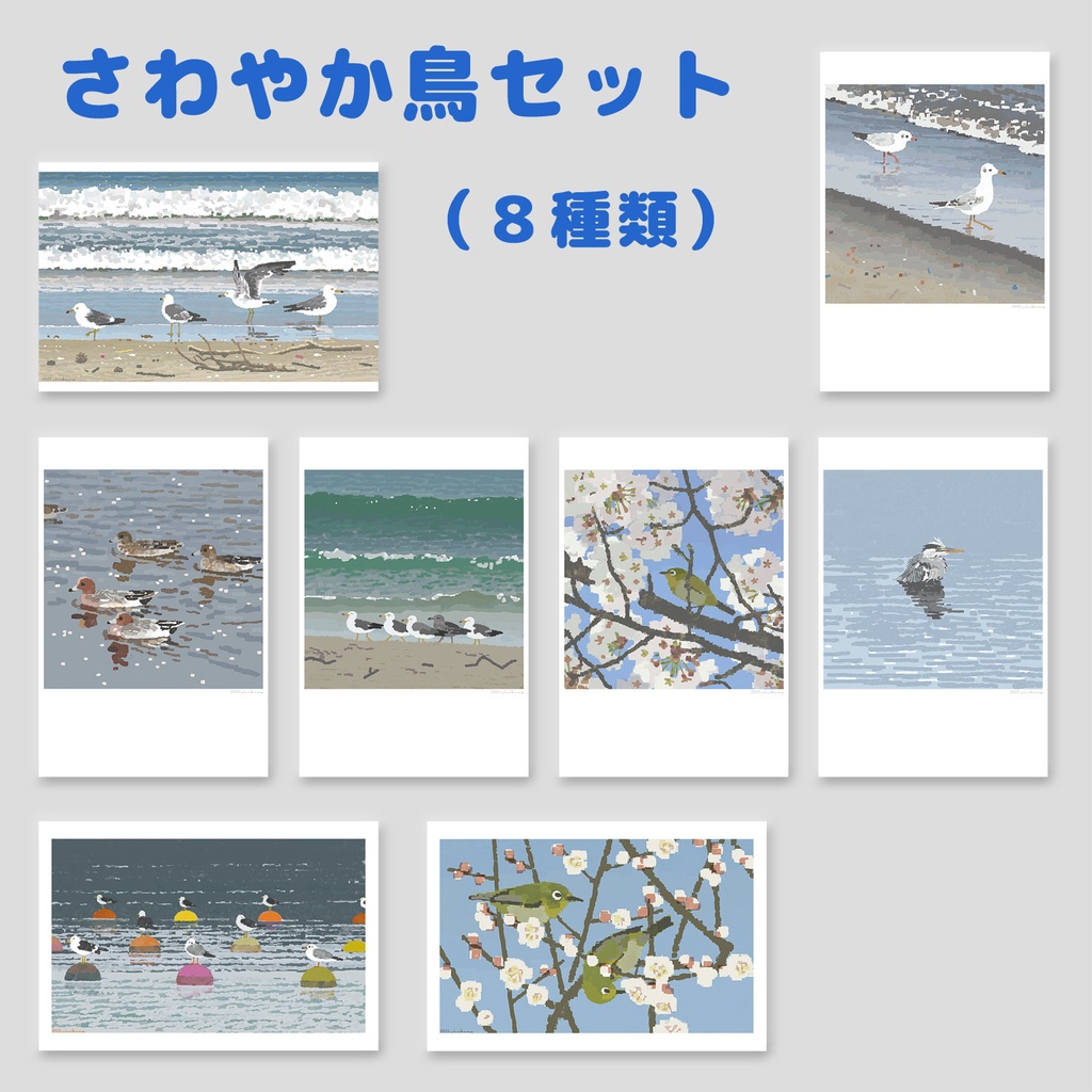 さわやか鳥セット・8種類【ポストカード】