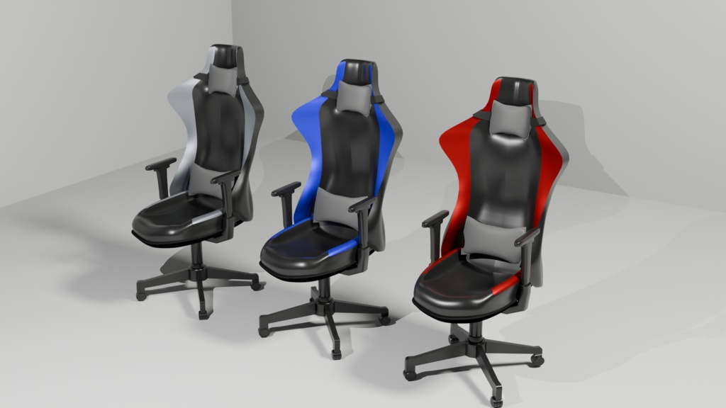 ゲーミングチェア 3色セット(クッション付き)汎用3Ⅾモデル