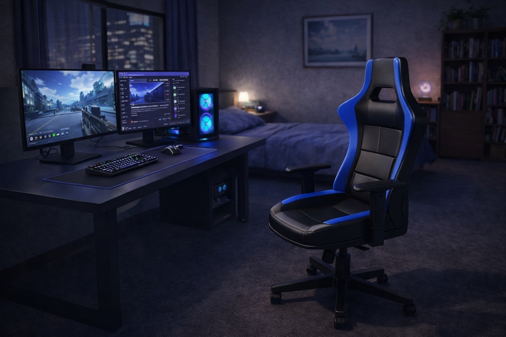 ゲーミングチェア+デスクセット 3Ⅾモデル(クッション付き)