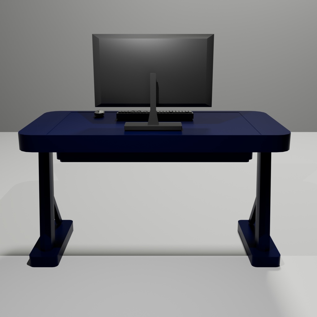 PCデスク環境3Dモデルセット |デスク・モニター・キーボード・マウス|Blender/FBX