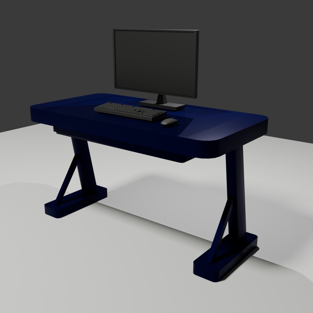 PCデスク環境3Dモデルセット |デスク・モニター・キーボード・マウス|Blender/FBX