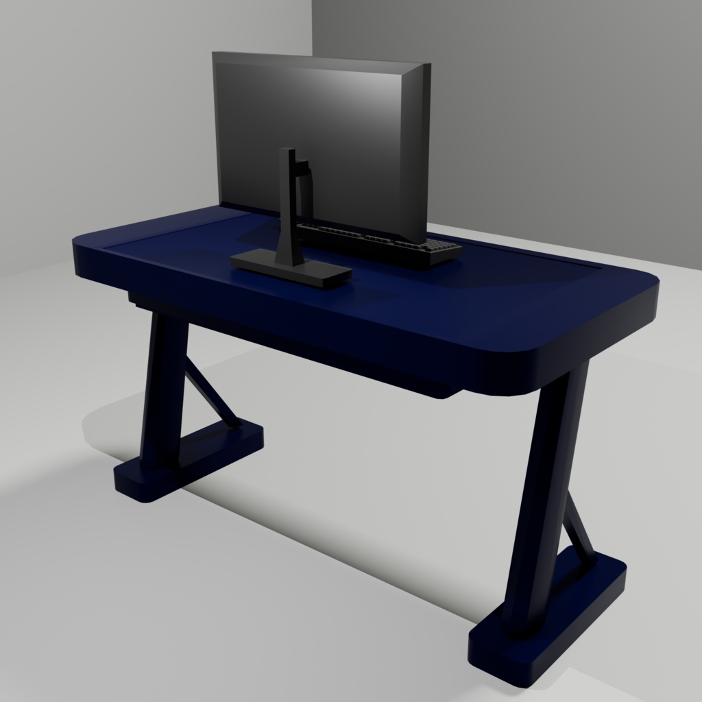 PCデスク環境3Dモデルセット |デスク・モニター・キーボード・マウス|Blender/FBX