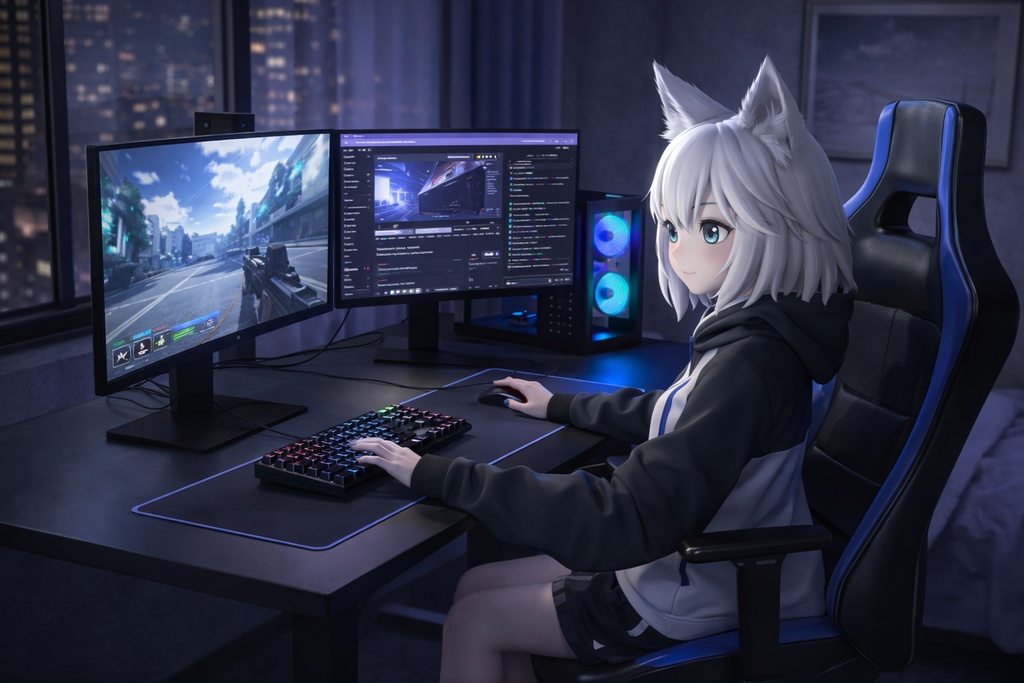 【3Dモデル】Gaming Room Full Set | ゲーミングデスク環境フルセット | Blender/FBX/VRchat