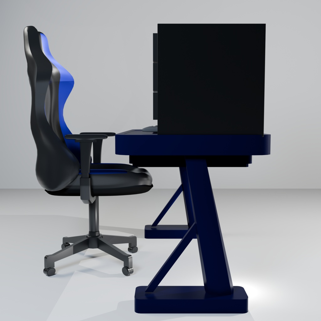 【3Dモデル】Gaming Room Full Set | ゲーミングデスク環境フルセット | Blender/FBX/VRchat