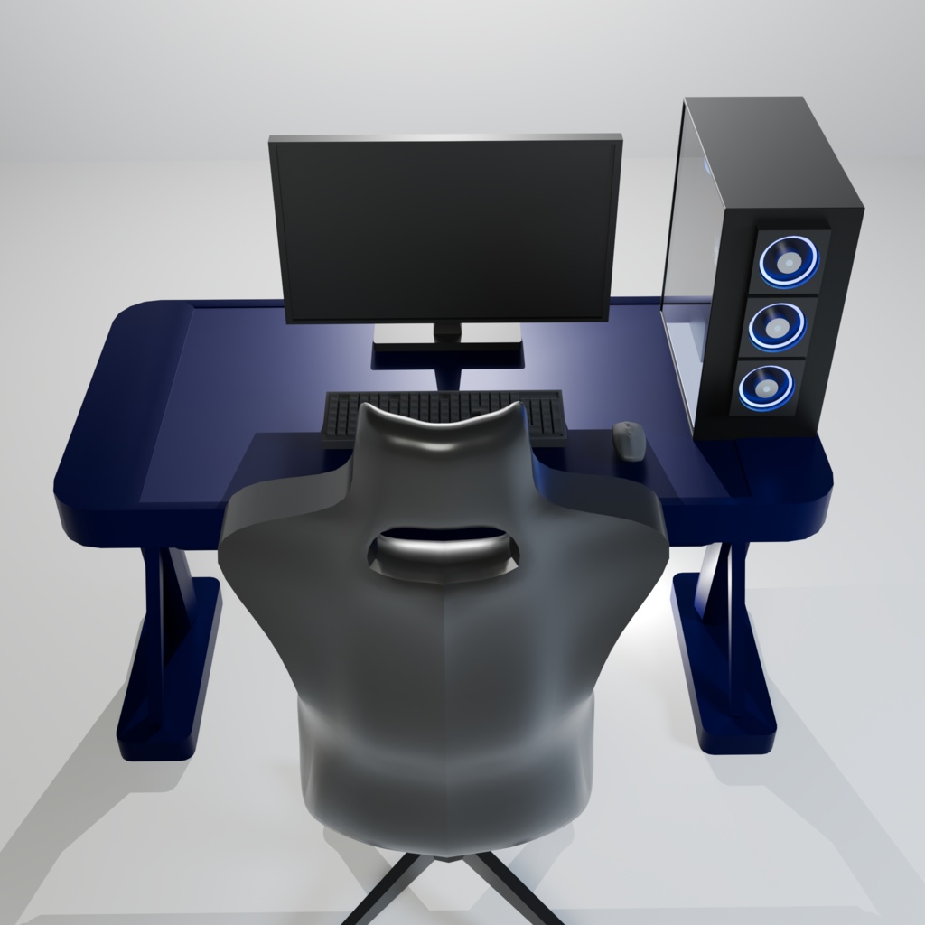 【3Dモデル】Gaming Room Full Set | ゲーミングデスク環境フルセット | Blender/FBX/VRchat