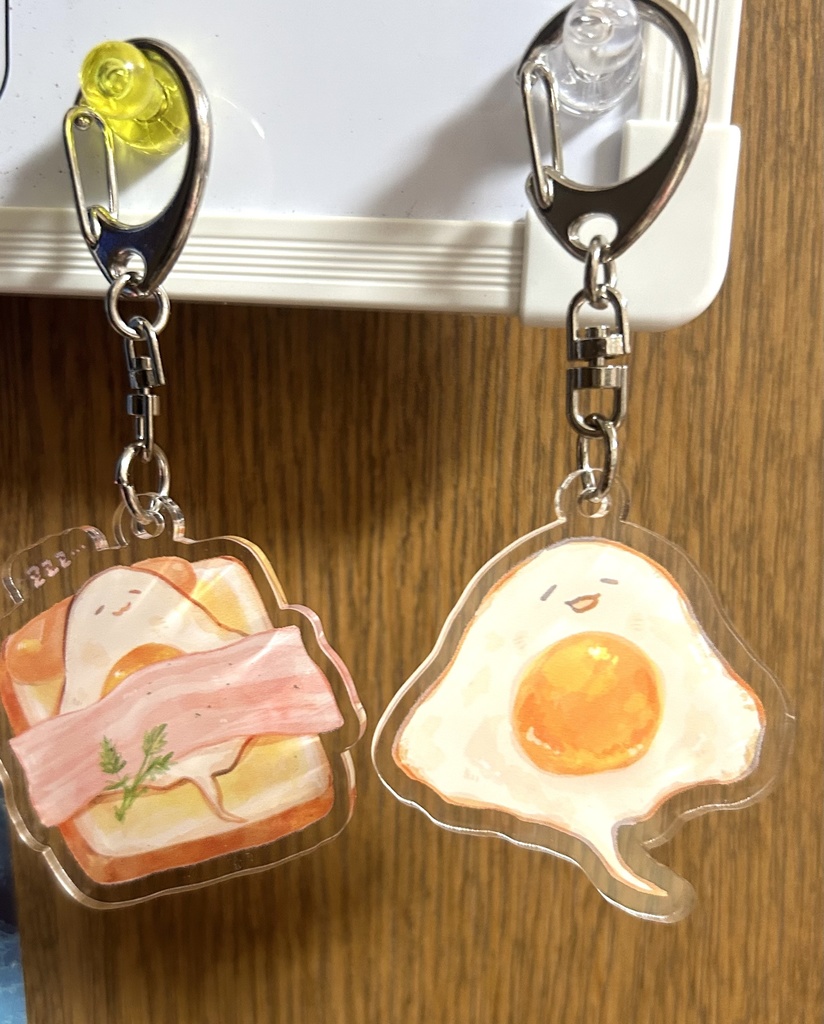目玉焼き+エイのアクリルキーホルダー