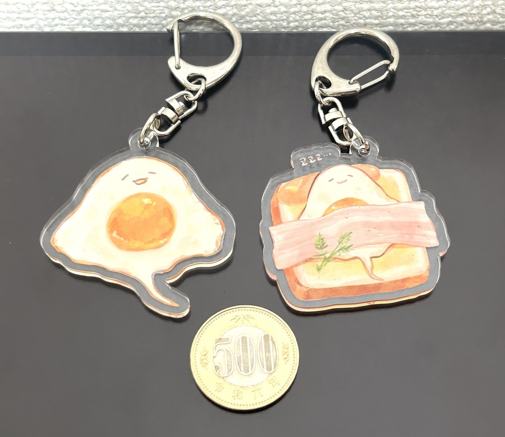 目玉焼き+エイのアクリルキーホルダー