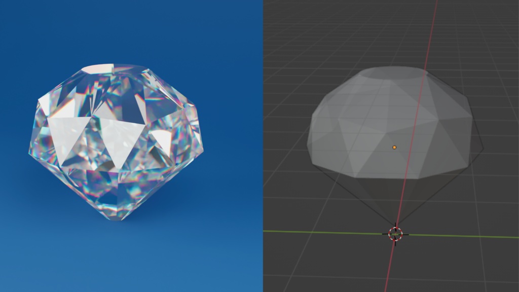 【blender】ダイヤモンド(blender用)(FBXインポート→Unity可)